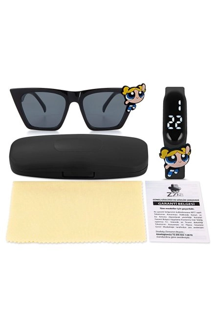 Uv400 Korumalı Çocuk Güneş Gözlüğü 50M Su Geçirmez Çocuk Kol Saati Renkli Kutu Hediyeli Si̇yah 211-219-Si̇yah-[ Power-Sari ]