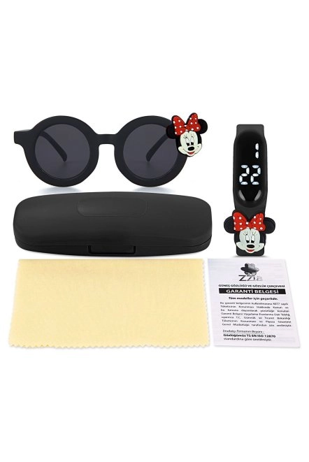 Uv400 Korumalı Çocuk Güneş Gözlüğü 50M Su Geçirmez Çocuk Kol Saati Renkli Kutu Hediyeli Si̇yah 213-216-Si̇yah-[Mi̇ckey-Kirmizi]