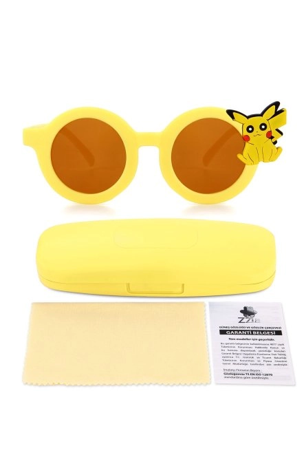 Uv400 Korumalı Çocuk Güneş Gözlüğü Renkli Kutu Hediyeli Sarı Zzla-213-Sari-Batman