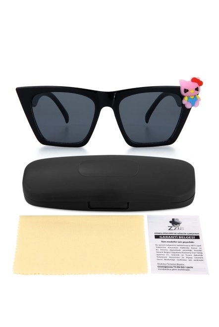 Uv400 Korumalı Fügürlü Çocuk Güneş Gözlüğü Renkli Kutu Hediyeli Siyah Zzla-211-Si̇yah--Pembe-Ki̇tty