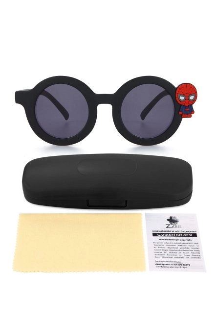 Uv400 Korumalı Fügürlü Çocuk Güneş Gözlüğü Renkli Kutu Hediyeli Siyah Zzla-213-Si̇yah-Örümcek-New