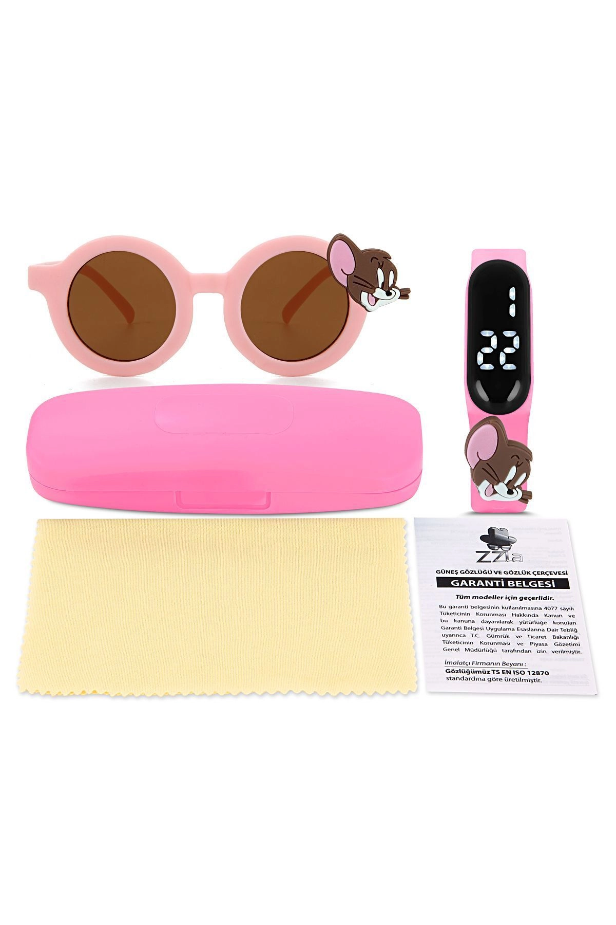 Uv400 Korumalı Çocuk Güneş Gözlüğü Dokunmatik Kol Saati Renkli Kutu Pembe 213-219-Pembe-[ Jery-Pembe ]
