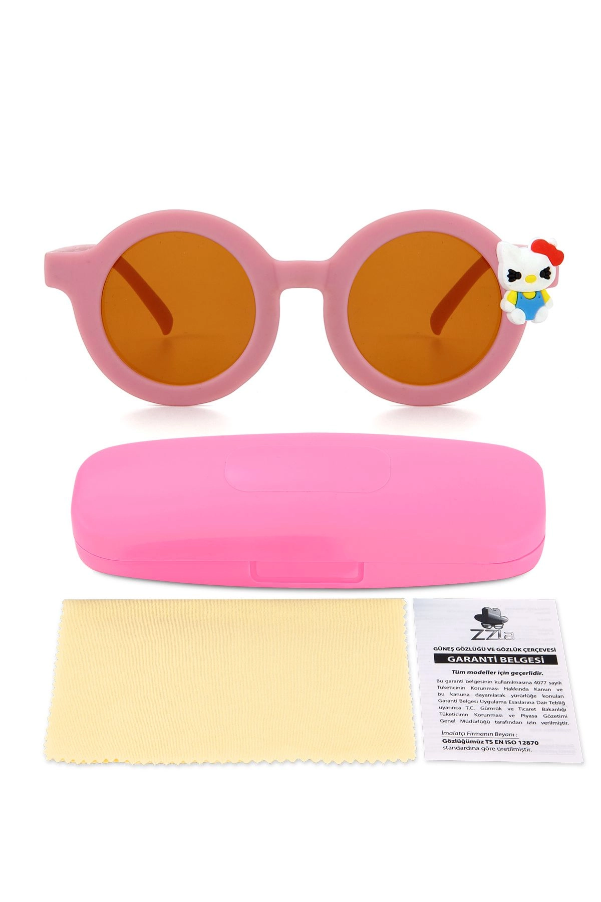 Uv400 Korumalı Çocuk Güneş Gözlüğü Renkli Kutu Hediyeli Pembe Zzla-213-Pembe-Beyaz-Hello-Ki̇tty
