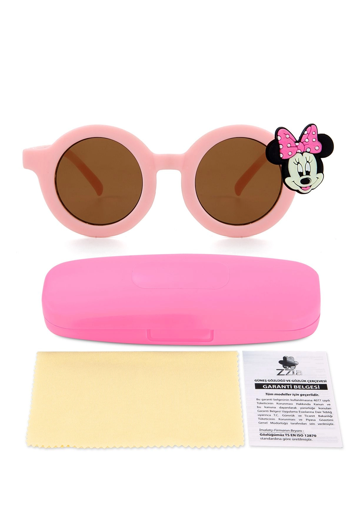 Uv400 Korumalı Çocuk Güneş Gözlüğü Renkli Kutu Hediyeli Pembe Zzla-213-Pembe-Mi̇ki̇-Pembe