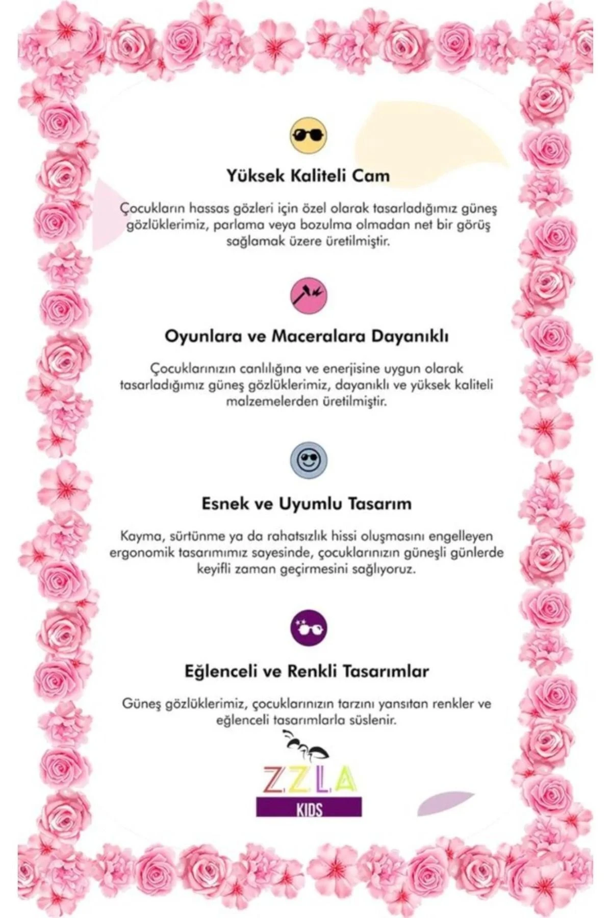 Uv400 Korumalı Çocuk Güneş Gözlüğü Renkli Kutu Hediyeli Pembe Zzla-213-Pembe-Mi̇ki̇-Pembe